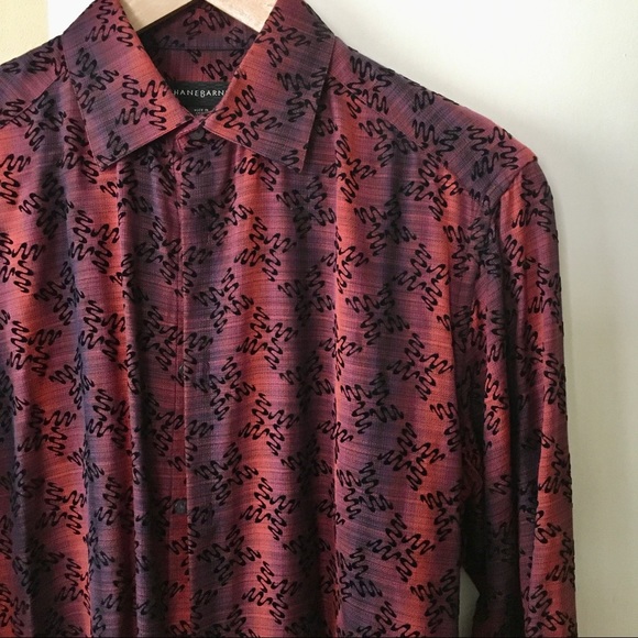 Jhane Barnes 70% Silk Designer Red Blue Ombre Ribbons Abstract Party Dress Shirt - Picture 1 of 8